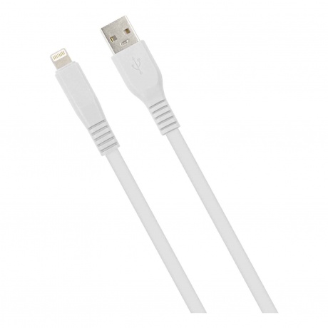 Дата-кабель MB mObility USB - LIGHTNING (8 PIN), плоский, 2 метра, 3А,белый УТ000027533 - фото 1