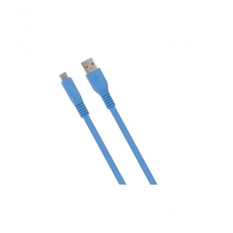 Дата-кабель MB mObility USB - micro USB, плоский, 2 метра, 3А,синий УТ000027531 - фото 1