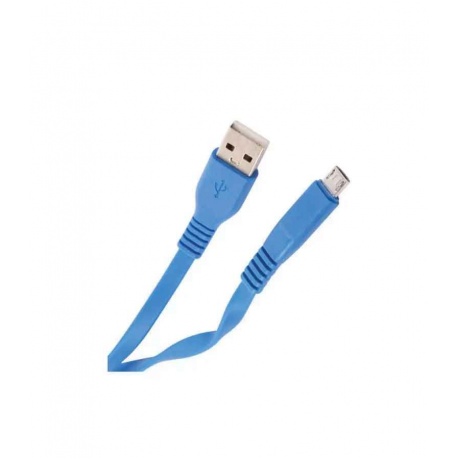 Дата-кабель MB mObility USB - micro USB, плоский, 2 метра, 3А,синий УТ000027531 - фото 2