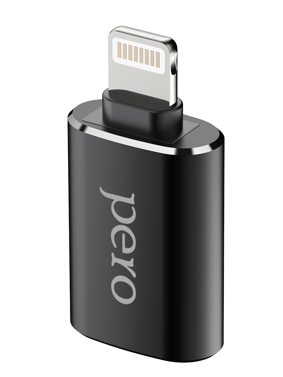 Адаптер PERO AD02 OTG LIGHTNING TO USB 3.0, черный цена и фото