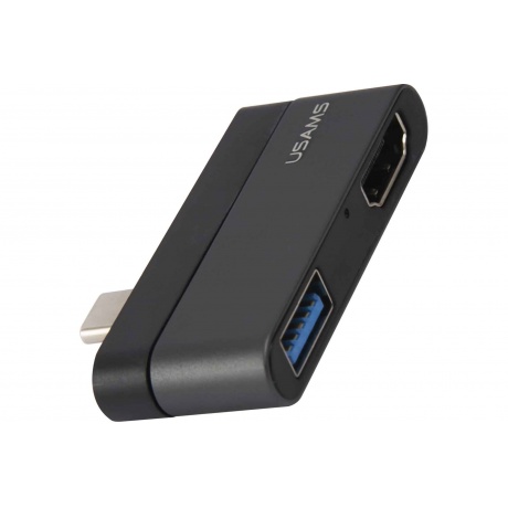 Адаптер USAMS US-SJ462 Type-C mini HUB (USB+HDMI), серый (SJ462HUB01) - фото 1