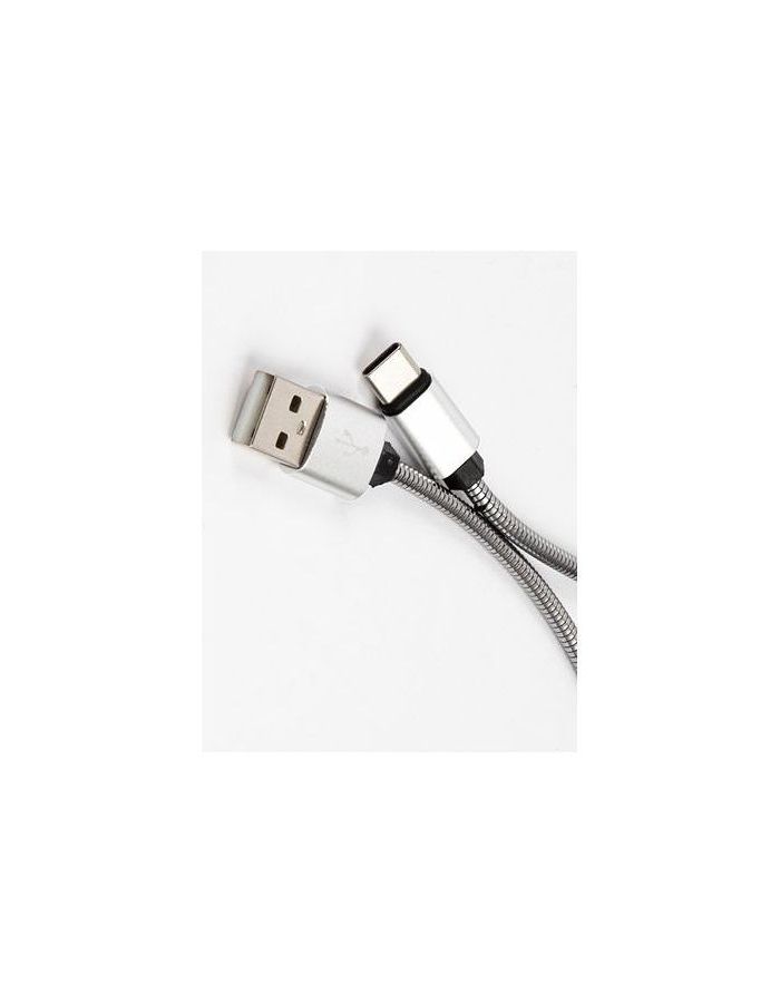 Дата-кабель Red Line S7 USB – Type-C, металлическая обмотка, серебристый цена и фото