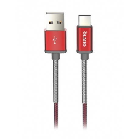 Кабель OLMIO HD, USB 2.0 - USB Type-C, 1.2м, 2.1A, красный - фото 1