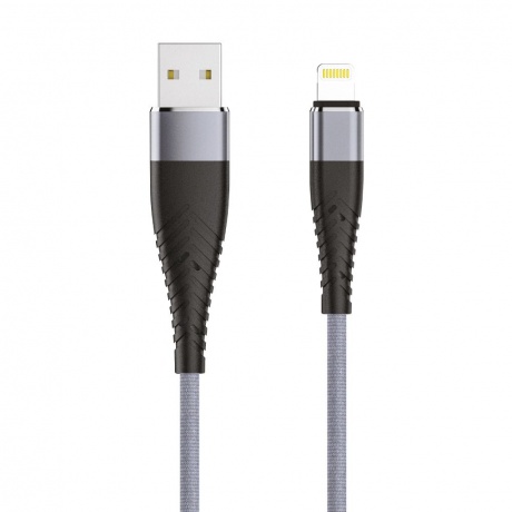Кабель OLMIO SOLID, USB 2.0 - lightning, 1.2м, 2.1A, титан - фото 1