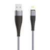Кабель OLMIO SOLID, USB 2.0 - lightning, 1.2м, 2.1A, титан