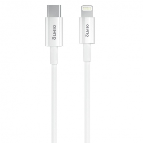 Кабель OLMIO USB2.0, Type-C - Lightning, 1м, белый - фото 1