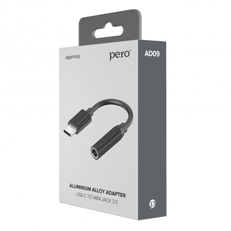 Адаптер PERO AD09 USB-C TO MINI JACK 3.5MM, черный - фото 4