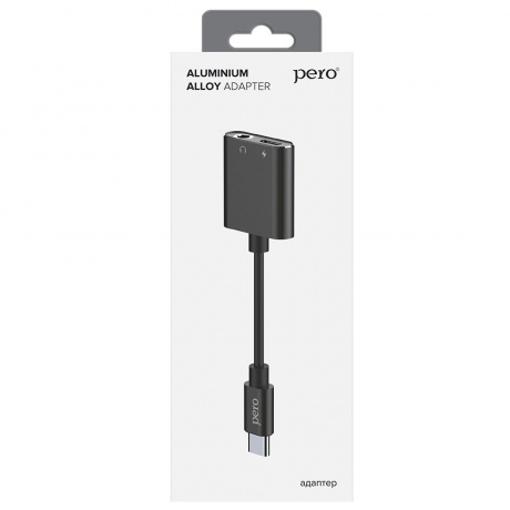 Адаптер PERO AD10 USB TYPE-C TO USB TYPE-C/MINI JACK 3.5, черный - фото 3