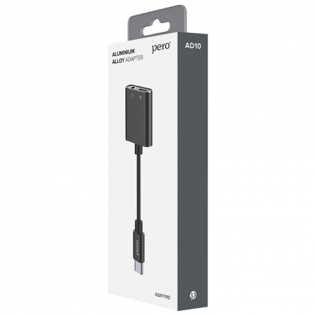 Адаптер PERO AD10 USB TYPE-C TO USB TYPE-C/MINI JACK 3.5, черный - фото 5