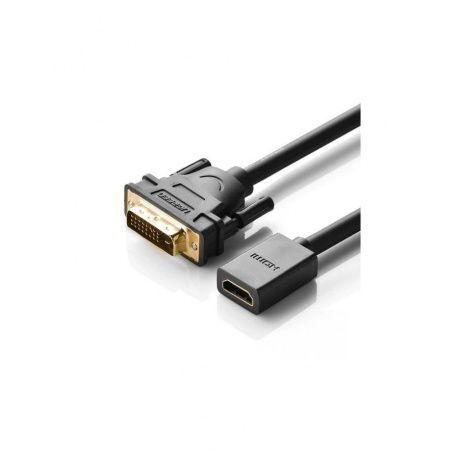 Адаптер DVI на HDMI UGREEN (20118) DVI Male to HDMI Female Adapter Cable 22 см. черный - фото 2