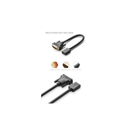 Адаптер DVI на HDMI UGREEN (20118) DVI Male to HDMI Female Adapter Cable 22 см. черный - фото 5