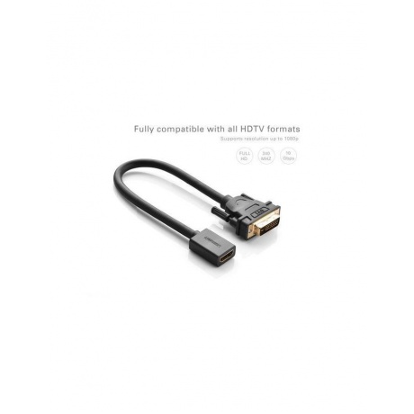 Адаптер DVI на HDMI UGREEN (20118) DVI Male to HDMI Female Adapter Cable 22 см. черный - фото 6