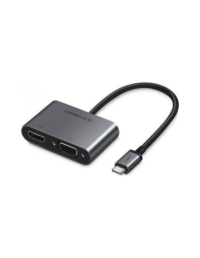 цена Адаптер UGREEN CM162 (50505) USB-C to HDMI + VGA +USB 3.0 Adapter With PD серый космос