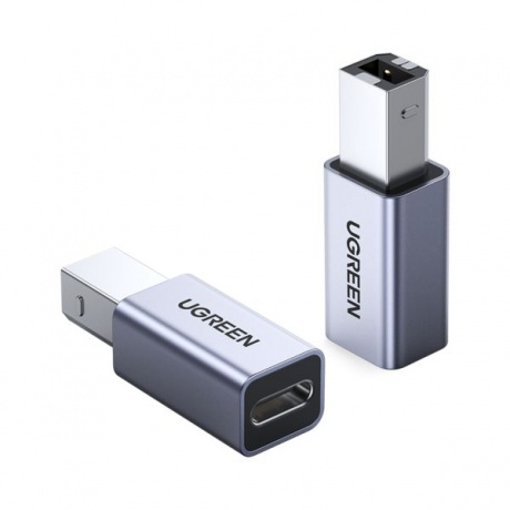 Адаптер UGREEN US382 (20120) USB2.0 USB-C/F to USB2.0 B/M Adapter Aluminum Case Gray - фото 2