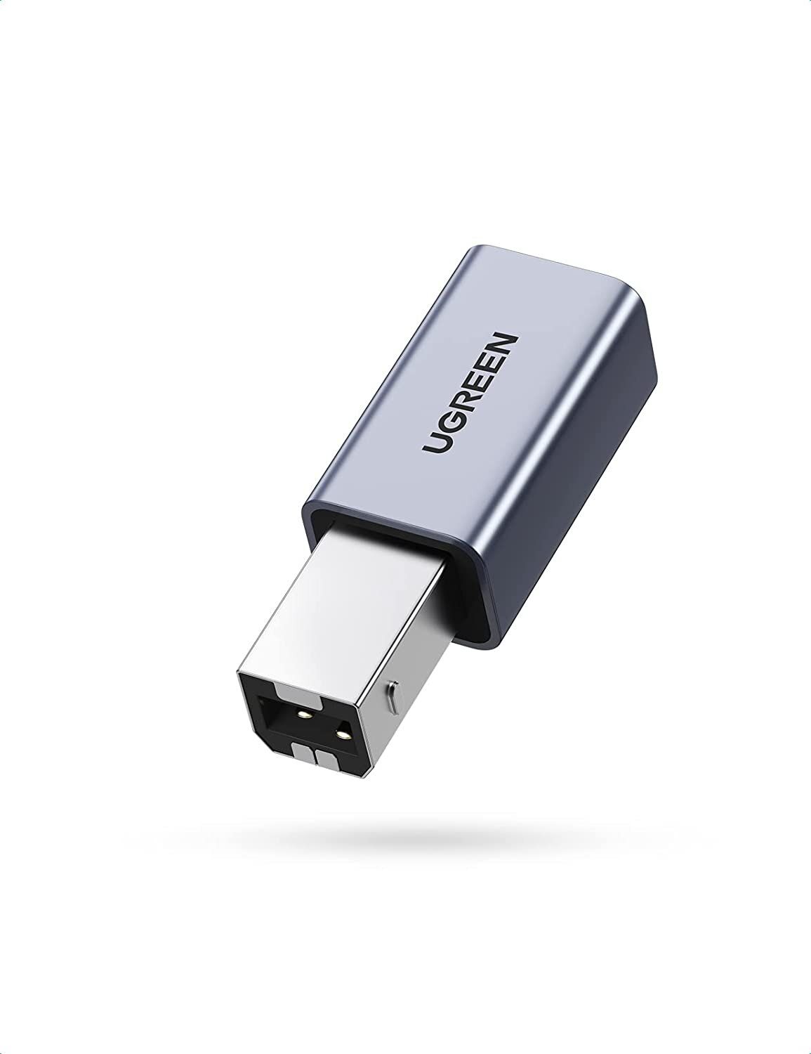 цена Адаптер UGREEN US382 (20120) USB2.0 USB-C/F to USB2.0 B/M Adapter Aluminum Case Gray