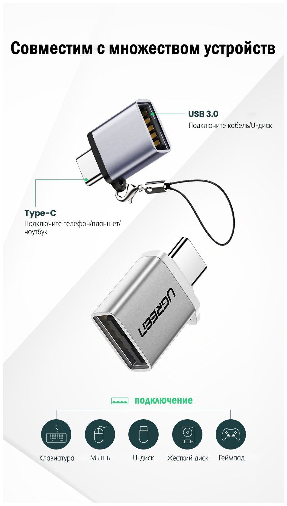 Адаптер переходник UGREEN US270 (50283) Space Grey – купить в  Санкт-Петербурге | интернет-магазин KotoFoto.ru