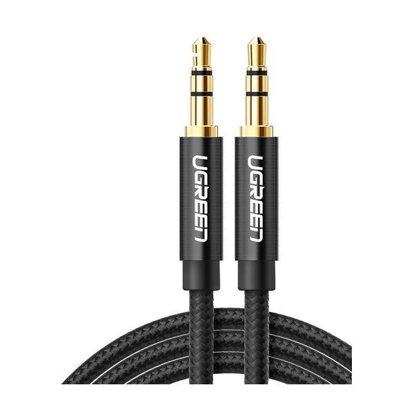 Кабель UGREEN AV112 (50361) 3.5mm Male to 3.5mm Male Cable Gold Plated Metal Case with Braid. 1м. черный hdmi extension cable v1 4 1 5m 3m 5m male to female extender hdmi cable gold plated 1080p 3d for pc hdtv 360 box projector