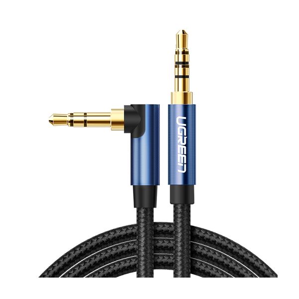 Кабель UGREEN AV112 (60179) 3.5mm Male to 3.5mm Male Angled Cable угловой-прямой. 1м. черный ugreen av119 flat angled cable aux audio cable 3 5 1m кабель 3 5mm male to 3 5mm male