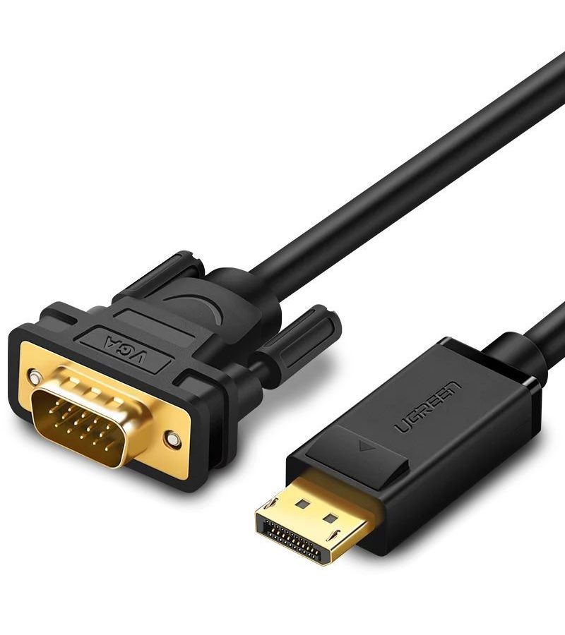 Кабель UGREEN DP105 (10247) DP Male to VGA Male Cable. 1,5 м. черный ugreen кабель ugreen dp105 1 5m black 10247