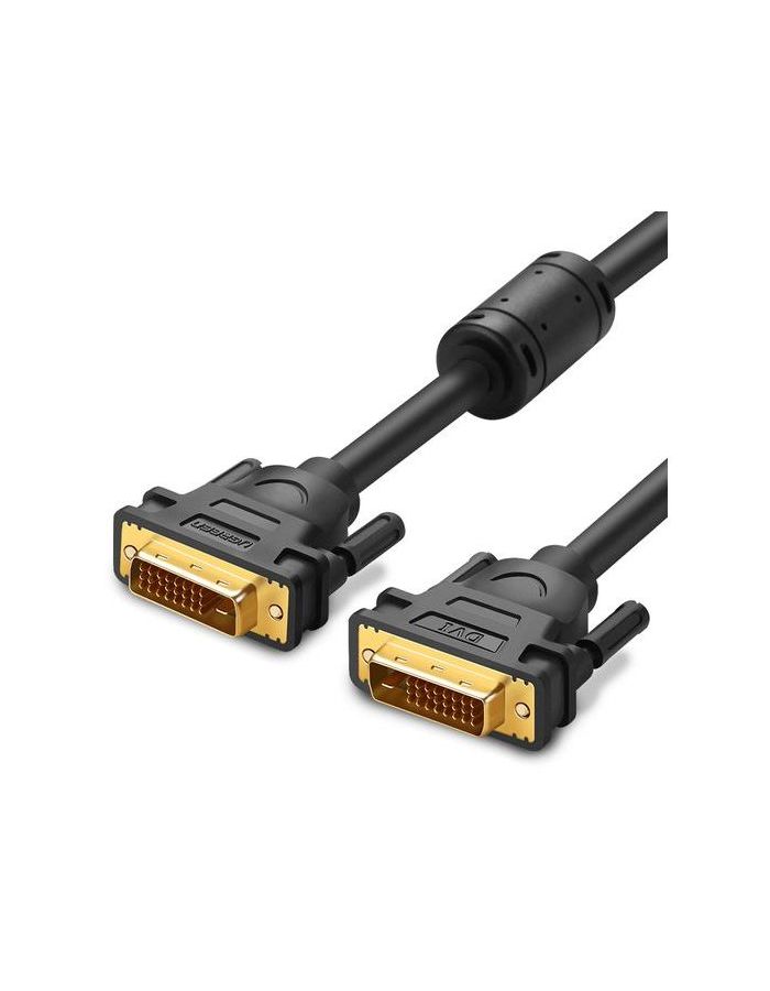 Кабель UGREEN DV101 (11604) DVI (24+1) Male to Male Cable Gold Plated. 2м. черный new gold plated connectors 5 feet 1 5m 1080p hdtv male to 3 rca audio video av cable cord adapter for signal transfer