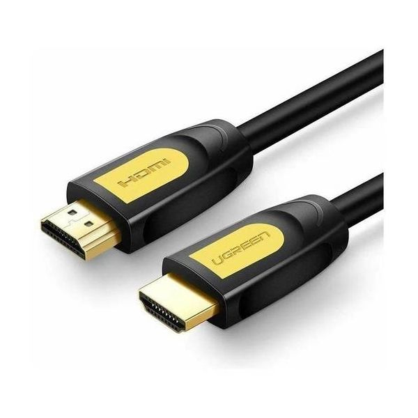 Кабель UGREEN HD101 (10151) HDMI Male To Male Round Cable. 0,75м. черно-желтый кабель ugreen hd131 50107 hdmi 2 0 male to male carbon fiber zinc alloy cable 1 5 м серый