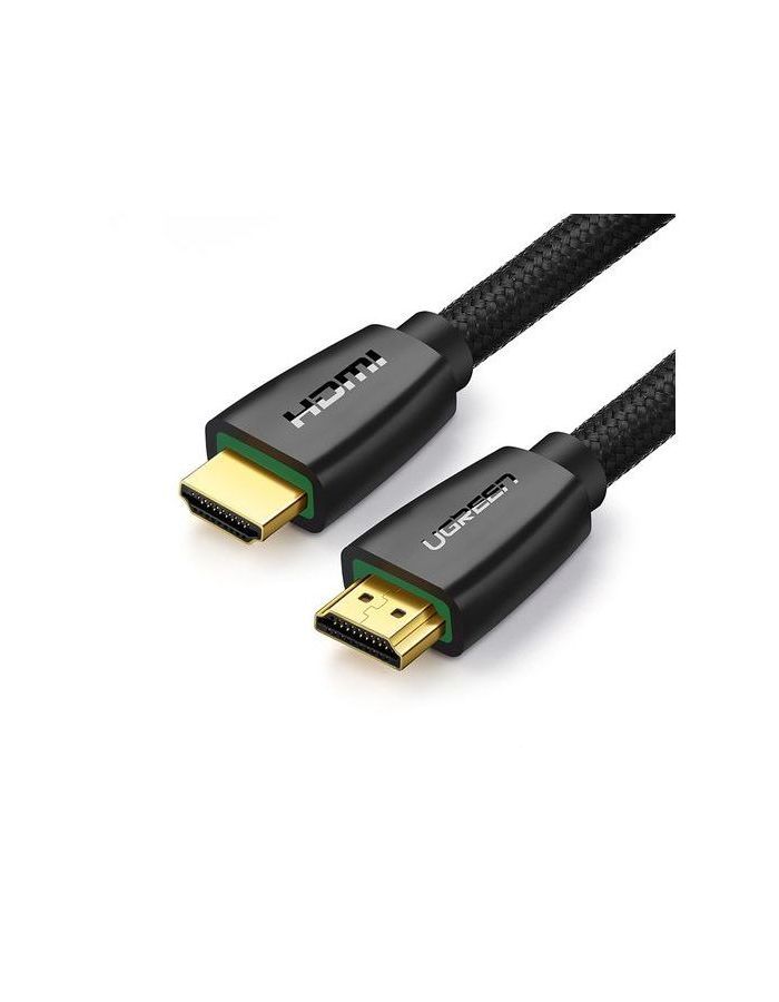 Кабель UGREEN HD118 (40411) HDMI Male To Male Cable With Braid. 3 м. черный male to male type c to hdmi cable usb 3 1 to hdmi audio video cable​ converter 4k 30hz tpe hdmi cord for tv computer projector