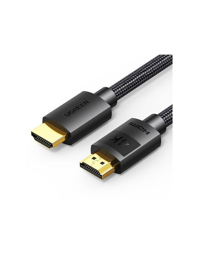 Кабель UGREEN HD119 (30999) 4K HDMI Cable Male to Male Braided. 1 м. черный кабель ugreen dv101 11604 dvi 24 1 male to male cable gold plated 2м черный