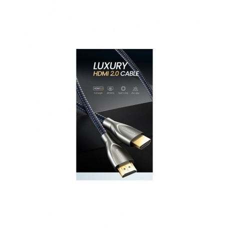 Кабель UGREEN HD131 (50108) HDMI 2.0 Male To Male Carbon Fiber Zinc Alloy Cable. 2 м. серый - фото 4