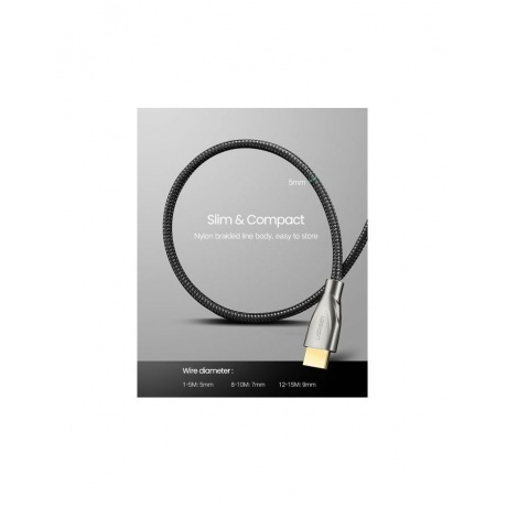 Кабель UGREEN HD131 (50108) HDMI 2.0 Male To Male Carbon Fiber Zinc Alloy Cable. 2 м. серый - фото 5