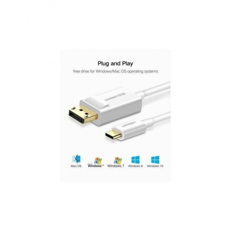 Кабель UGREEN MM139 (40420) USB Type C to DP Cable. 1,5 м. белый - фото 2