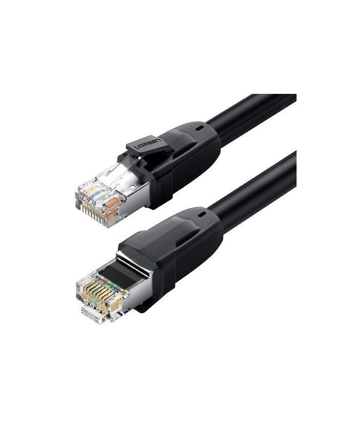 Кабель UGREEN NW121 (70329) Cat8 CLASS I S/FTP Round Ethernet Cable. 2м. черный кабель satechi usb4 pro cable длина 1 2м цвет серый космос