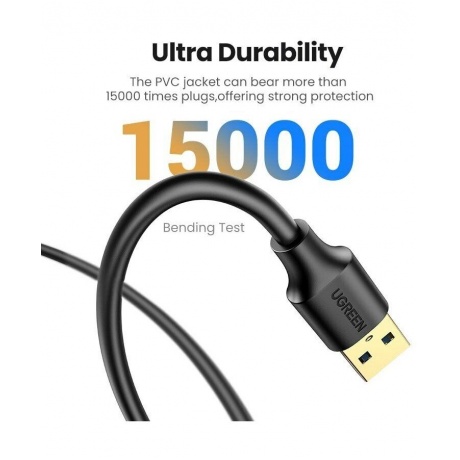 Кабель UGREEN US129 (10373) USB 3.0 Extension Male Cable. 2 м. черный - фото 8