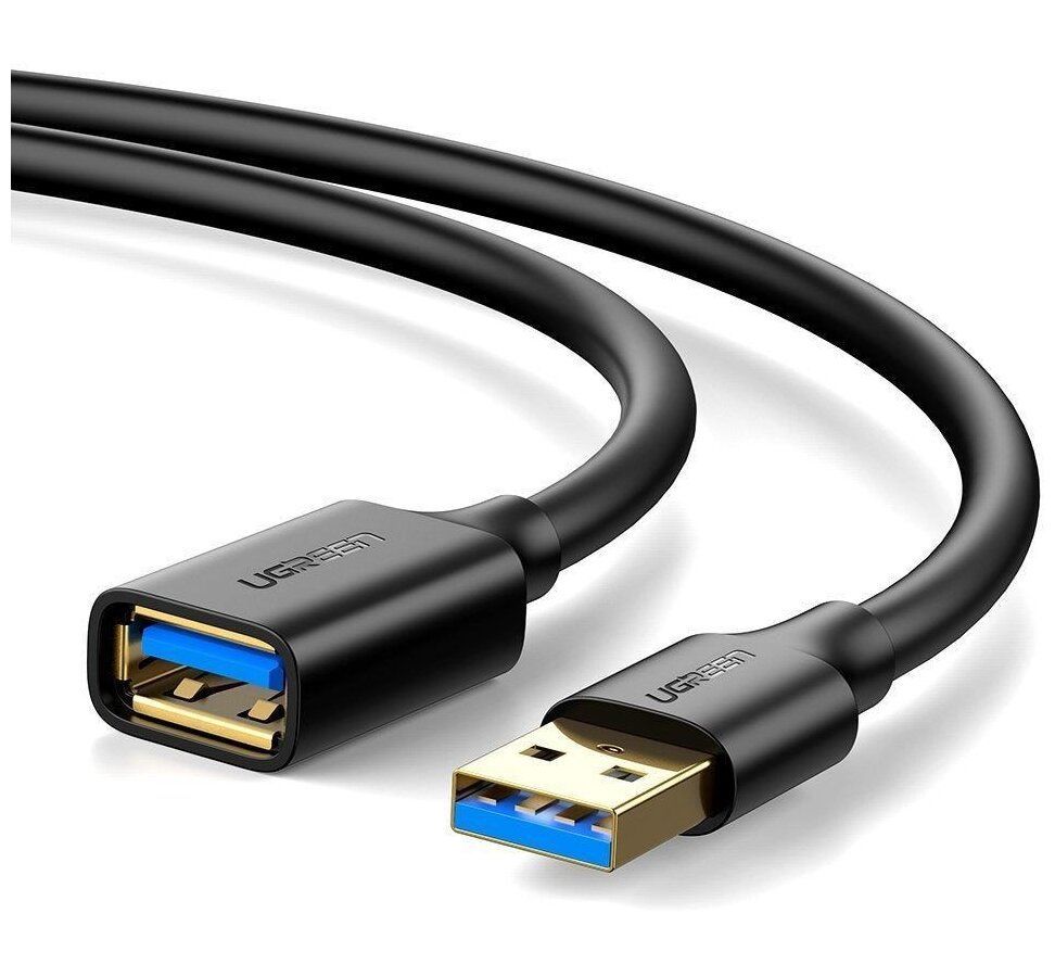 Кабель UGREEN US129 (10373) USB 3.0 Extension Male Cable. 2 м. черный - фото 1