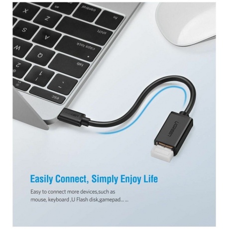 Кабель UGREEN US154 (30701) USB-C Male to USB 3.0 A Female OTG Cable Black - фото 7