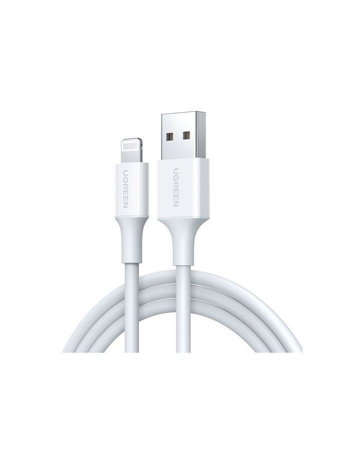 Кабель UGREEN US155 (20730) USB-A Male to Lightning Male Cable Nickel Plating ABS Shell White кабель ugreen us155 20730 usb a 2 0 to lightning apple mfi certified 2 4a силиконовый 2m white