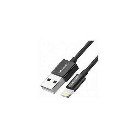 Кабель UGREEN US155 (80822) USB-A Male to Lightning Male Cable Nickel Plating ABS Shell Black - фото 2