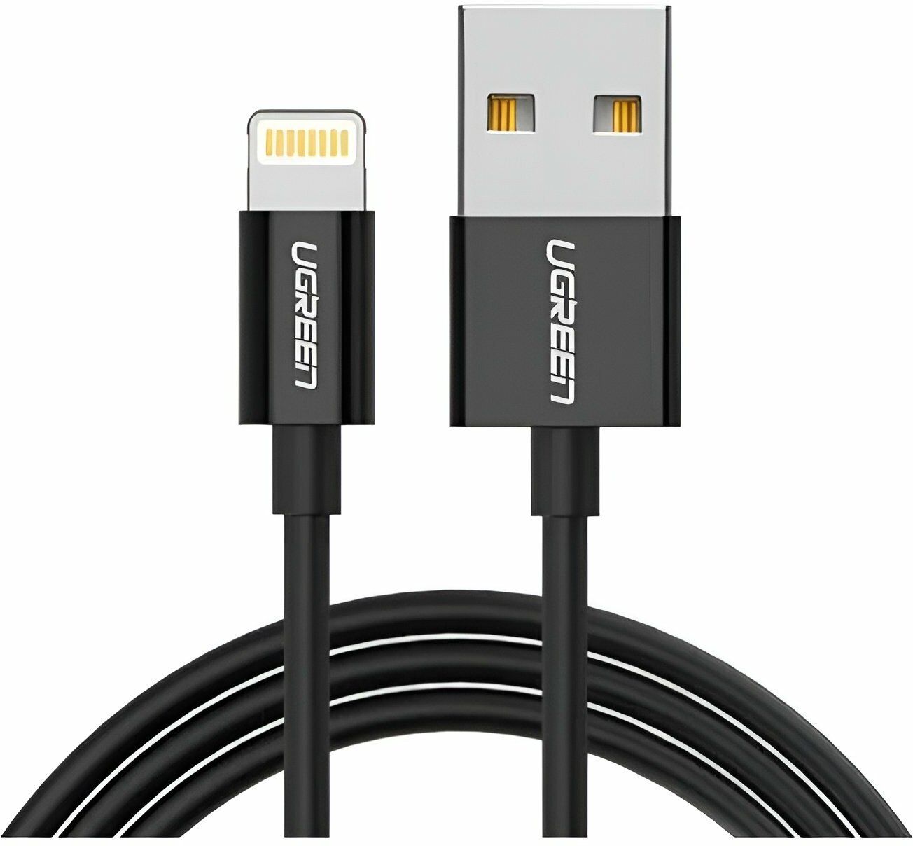 Кабель UGREEN US155 (80822) USB-A Male to Lightning Male Cable Nickel Plating ABS Shell Black кабель ugreen us155 80315 usb a male to lightning male cable nickel plating abs shell white