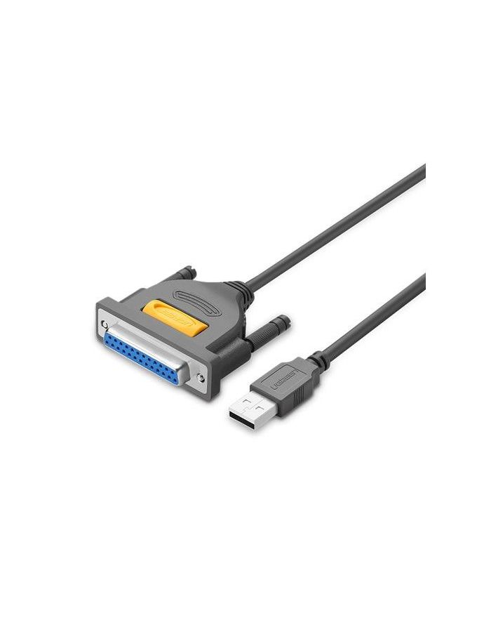 Кабель UGREEN US167 (20224) USB-A to DB25 Parallel Printer Cable для принтера. 2м. серый db25 parallel cable male to male female for laser printer db25 pin converter extension cable 1 5m 3m 5m 10m