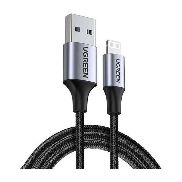 Кабель UGREEN US199 (60158) Lightning to USB-A 2.0 Cable. 2м. черный