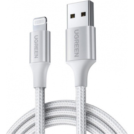Кабель UGREEN US199 (60161) Lightning to USB-A 2.0 Cable. 1 м. серебристый - фото 2