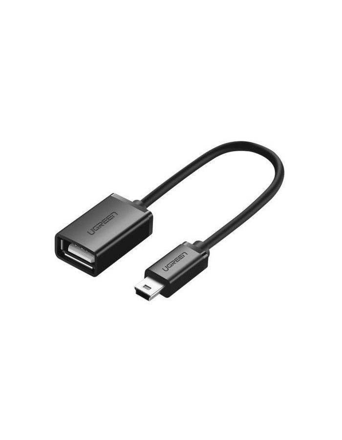Кабель UGREEN US249 (10383) Mini USB 5Pin Male To USB 2.0 A Female OTG Cable. 10 см. черный кабель ugreen us154 30702 usb c male to usb 3 0 a female otg cable белый