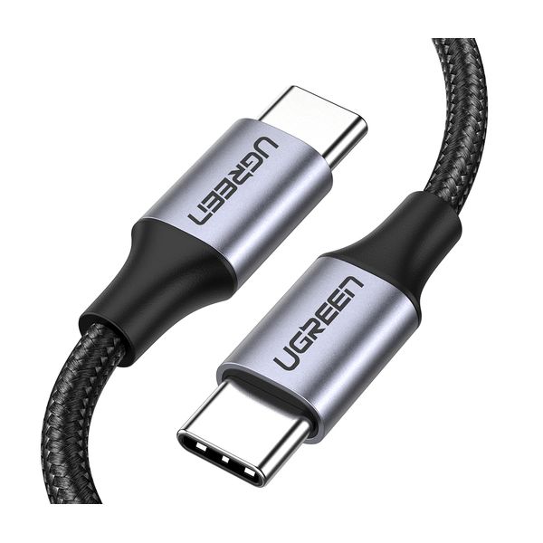Кабель UGREEN US261 (50149) USB 2.0 C M/M Round Cable Nickel Plating Aluminum Shell. 0,5 м. серо-черный