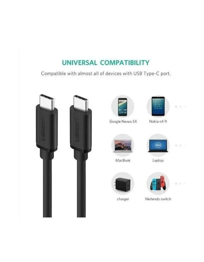 Кабель UGREEN US286 (50997) USB-C 2.0 Male To USB-C 2.0 Male 3A Data Cable.  1 м. черный - фото 4