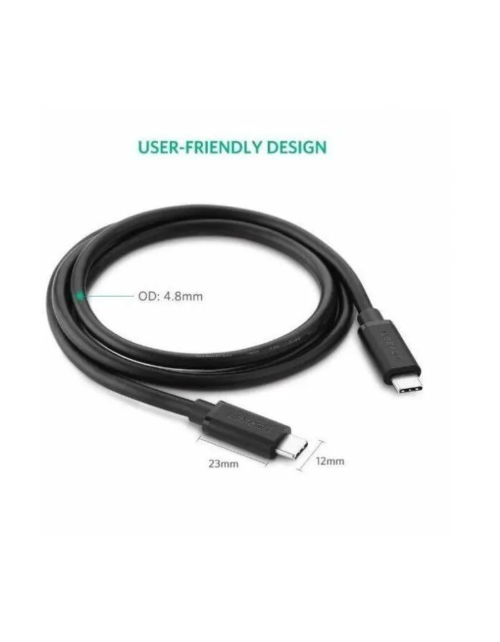 Кабель UGREEN US286 (50997) USB-C 2.0 Male To USB-C 2.0 Male 3A Data Cable.  1 м. черный - фото 5