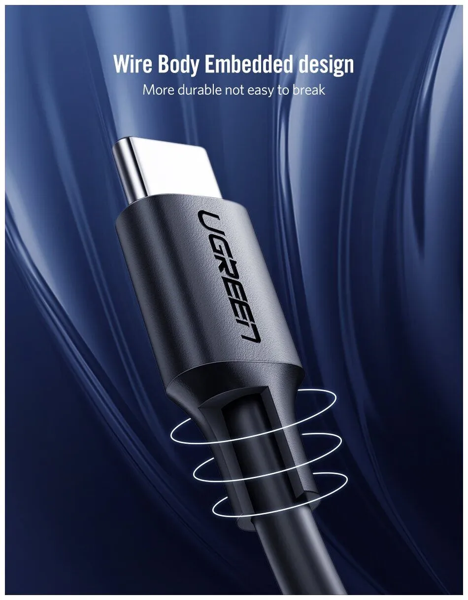 Кабель UGREEN US286 (50997) USB-C 2.0 Male To USB-C 2.0 Male 3A Data Cable.  1 м. черный - фото 10