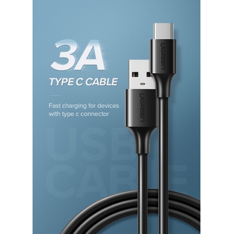 Кабель UGREEN US287 (60116)  USB-A 2.0 to USB-C Cable Nickel Plating. 1 м. черный - фото 2