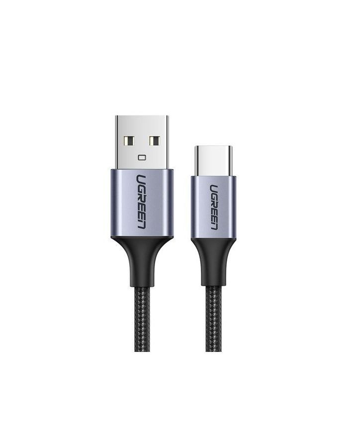 цена Кабель UGREEN US288 (60128) USB-A 2.0 to USB-C Cable Nickel Plating Aluminum Braid. 2м. серый космос