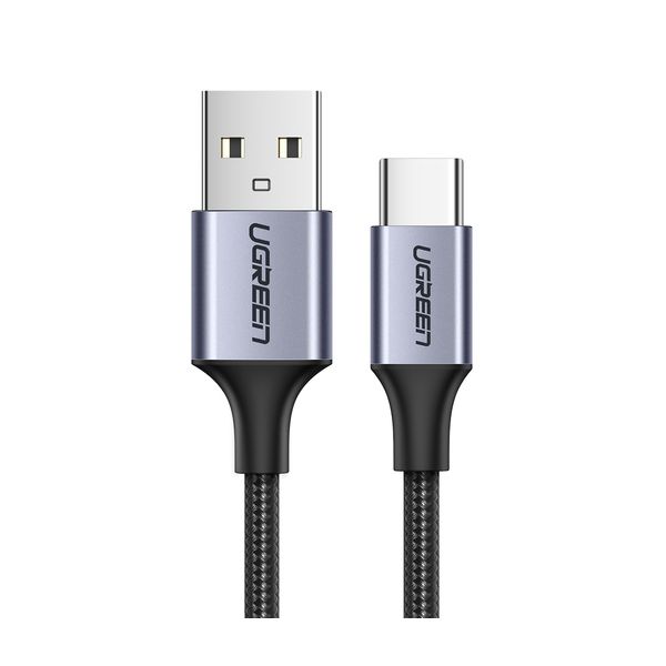 Кабель UGREEN US288 (60408) USB-A 2.0 to USB-C Cable Nickel Plating Aluminum Braid. 3м. серый космос фотографии