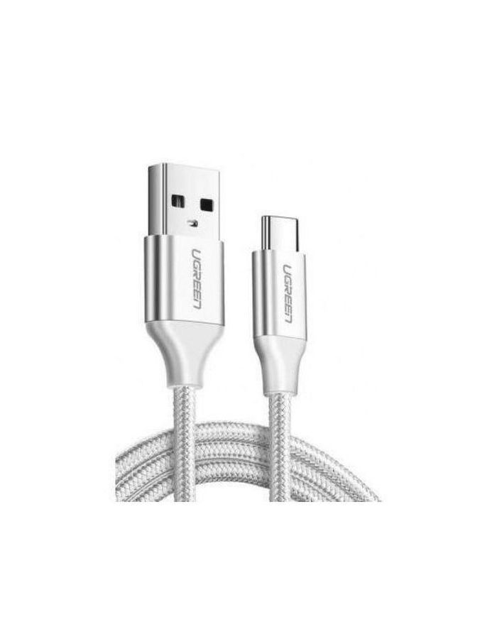 Кабель UGREEN US288 (60409) USB-A 2.0 to USB-C Cable Nickel Plating Aluminum Braid. 3м. серебристый адаптер ugreen us276 50533 usb 3 0 a to usb c m f adpater серый