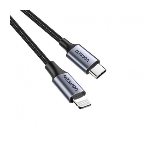 Кабель UGREEN US304 (60761) USB-C to Lightning M/M Cable Aluminum Shell Braided.  2 м. черный - фото 1